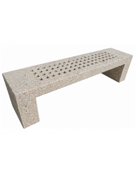 PANCHINA LINEARE CON FORI IN CEMENTO COLORE GRIGIO SABBIATO PER ESTERNO - CM 220X60X50H - Conforme CAM