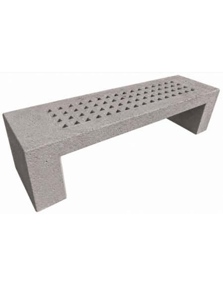 PANCHINA LINEARE CON FORI IN CEMENTO COLORE BIANCO SABBIATO PER ESTERNO - CM 200x50x50H - CONFORME AI CAM