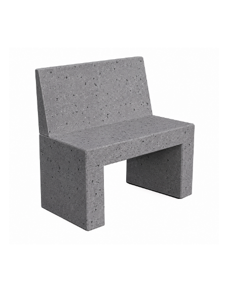 PANCHINA RETTANGOLARE CON SCHIENALE IN CEMENTO PER ARREDO URBANO - COLORE GRIGIO PIETRA - CM 100X50X90H - Conforme CAM