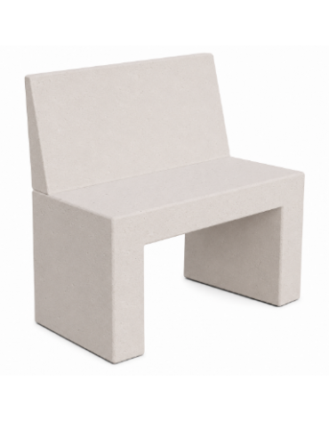 PANCHINA RETTANGOLARE CON SCHIENALE IN CEMENTO PER ARREDO URBANO - COLORE BIANCO PIETRA - CM 100X50X90H - Conforme CAM