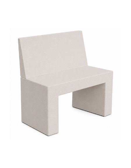 PANCHINA RETTANGOLARE CON SCHIENALE IN CEMENTO PER ARREDO URBANO - COLORE BIANCO PIETRA - CM 100X50X90H - Conforme CAM