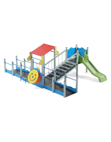 Percorso inclusivo in alluminio con scivolo - cm 485x610xh247