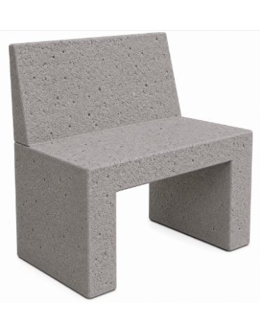 PANCHINA RETTANGOLARE CON SCHIENALE IN CEMENTO PER ARREDO URBANO - COLORE BIANCO SABBIATO - CM 100X50X90H - Conforme CAM