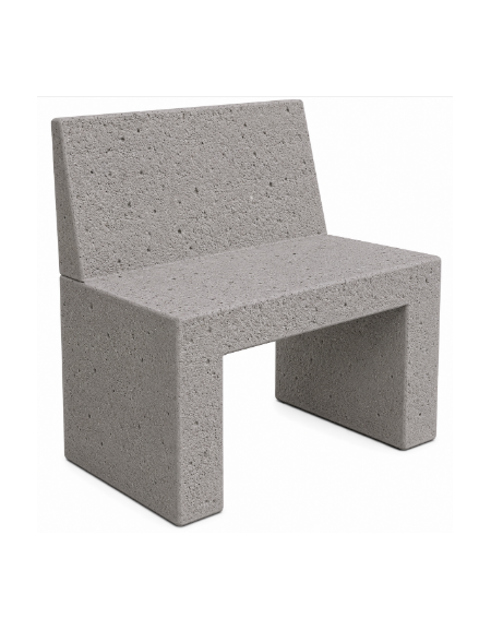 PANCHINA RETTANGOLARE CON SCHIENALE IN CEMENTO PER ARREDO URBANO - COLORE BIANCO SABBIATO - CM 100X50X90H - Conforme CAM