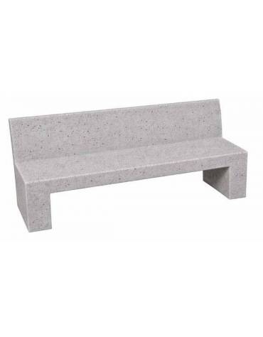 PANCHINA RETTANGOLARE CON SCHIENALE IN CEMENTO, SOSTEGNI SPESSORE CM 19 - COLORE GRIGIO PIETRA - CM 200X50X90H - Conforme ai CAM