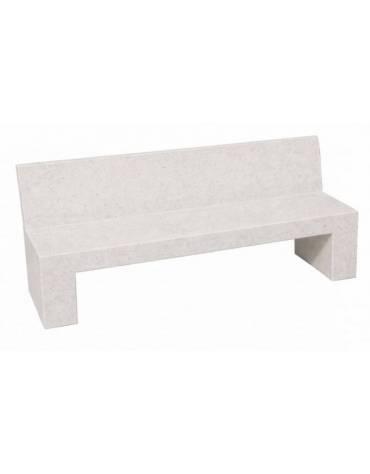 PANCHINA RETTANGOLARE CON SCHIENALE IN CEMENTO, SOSTEGNI SPESSORE CM 19 - COLORE BIANCO PIETRA - CM 200X50X90H - Conforme ai CAM