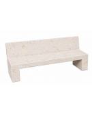 PANCHINA RETTANGOLARE CON SCHIENALE IN CEMENTO,SOSTEGNI SPESSORE CM 19 - COLORE BIANCO TRAVERTINO - CM 200X50X90H - Conforme CAM