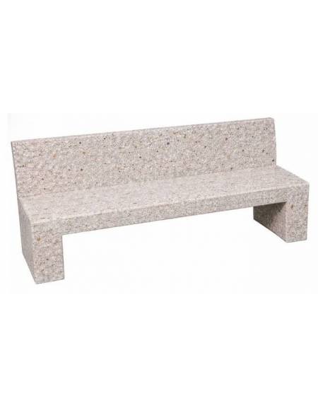 PANCHINA RETTANGOLARE CON SCHIENALE IN CEMENTO, SOSTEGNI SPESSORE CM 19 - COLORE GRIGIO SABBIATO - CM 200X50X90H - Conforme CAM