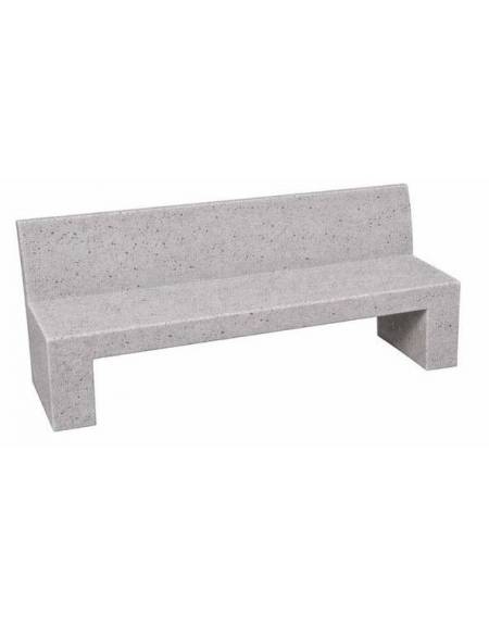 PANCHINA CON SCHIENALE IN CEMENTO SPESSORE CM 19 PER ARREDO URBANO - COLORE GRIGIO PIETRA - CM 220X60X90H