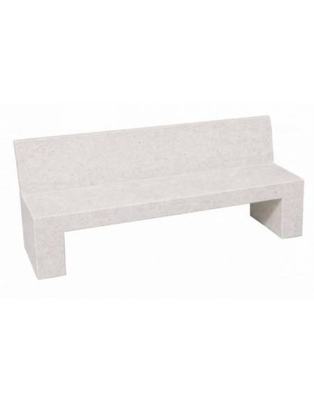 PANCHINA CON SCHIENALE IN CEMENTO SPESSORE CM 19 PER ARREDO URBANO - COLORE BIANCO PIETRA - CM 220X60X90H