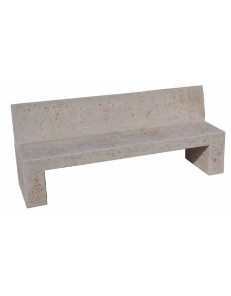 PANCHINA CON SCHIENALE IN CEMENTO SPESSORE CM 19 PER ARREDO URBANO - COLORE GRIGIO TRAVERTINO - CM 220X60X90H