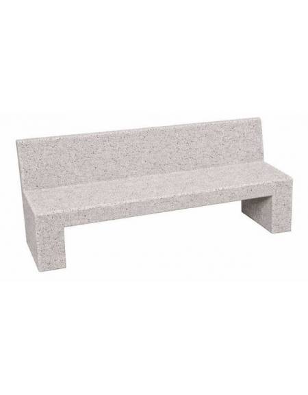 PANCHINA CON SCHIENALE IN CEMENTO SPESSORE CM 19 PER ARREDO URBANO - COLORE BIANCO SABBIATO - CM 220X60X90H