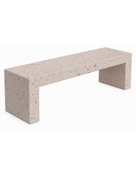 PANCHINA RETTANGOLARE MONOBLOCCO IN CEMENTO CALCESTRUZZO SPESSORE 12CM - COLORE BIANCO TRAVERTINO - CM 170X50X45H - Conforme CAM