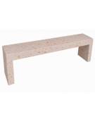 PANCHINA RETTANGOLARE MONOBLOCCO IN CEMENTO CALCESTRUZZO SPESSORE 10CM - COLORE BIANCO TRAVERTINO - CM 200X40X45H - Conforme CAM