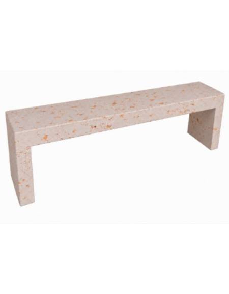 PANCHINA RETTANGOLARE MONOBLOCCO IN CEMENTO CALCESTRUZZO SPESSORE 10CM - COLORE BIANCO TRAVERTINO - CM 200X40X45H - Conforme CAM