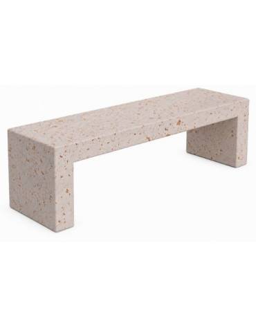 PANCHINA RETTANGOLARE MONOBLOCCO IN CEMENTO CALCESTRUZZO SPESSORE 12CM - COLORE BIANCO TRAVERTINO - CM 200X50X45H - Conforme CAM