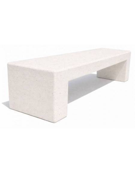 PANCHINA RETTANGOLARE MONOBLOCCO IN CEMENTO CALCESTRUZZO SPESSORE 19 CM - COLORE BIANCO PIETRA - CM 200X50X50H