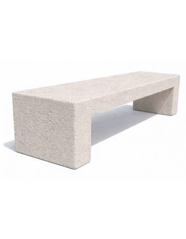 PANCHINA RETTANGOLARE MONOBLOCCO IN CEMENTO CALCESTRUZZO SPESSORE 19 CM - COLORE BIANCO SABBIATO - CM 220X60X50H