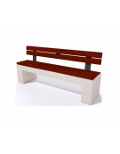 Panchina in cemento calcestruzzo colore Bianco pietra - seduta e schienale in legno esotico - cm 170x50x90h - Conforme ai CAM