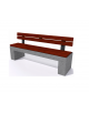 Panchina in cemento calcestruzzo colore Grigio pietra - seduta e schienale in legno esotico - cm 170x50x90h - Conforme ai CAM