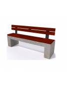 Panchina in cemento colore Grigio travertino - seduta e schienale in legno esotico - cm 170x50x90h - Conforme ai CAM