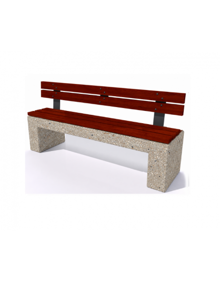 Panchina in cemento calcestruzzo colore Grigio sabbiato - seduta e schienale in legno esotico - cm 170x50x90h - Conforme ai CAM