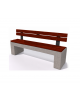 Panchina in cemento calcestruzzo colore Bianco sabbiato - seduta e schienale in legno esotico - cm 170x50x90h - Conforme ai CAM