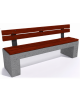Panchina in cemento calcestruzzo colore Grigio pietra - seduta e schienale in legno esotico - cm 200x50x90h - Conforme ai CAM