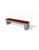 Panchina piana in cemento colore Grigio pietra - seduta rivestita in legno esotico - cm 170x50x50h - Conforme ai CAM