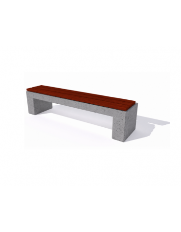Panchina piana in cemento colore Grigio pietra - seduta rivestita in legno esotico - cm 170x50x50h - Conforme ai CAM