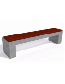 Panchina piana in cemento colore Grigio pietra - seduta rivestita in legno esotico - cm 200x50x50h - Conforme ai CAM