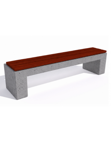 Panchina piana in cemento colore Grigio pietra - seduta rivestita in legno esotico - cm 200x50x50h - Conforme ai CAM