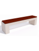 Panchina piana in cemento colore Bianco pietra - seduta rivestita in legno esotico - cm 200x50x50h - Conforme ai CAM