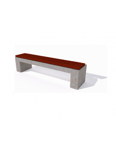 Panchina piana in cemento colore Grigio travertino - seduta rivestita in legno esotico - cm 170x50x50h - Conforme ai CAM