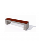 Panchina piana in cemento colore Grigio travertino - seduta rivestita in legno esotico - cm 170x50x50h - Conforme ai CAM