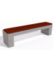 Panchina piana in cemento colore Grigio travertino - seduta rivestita in legno esotico - cm 200x50x50h - Conforme ai CAM