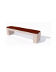Panchina piana in cemento colore Bianco travertino - seduta rivestita in legno esotico - cm 170x50x50h - Conforme ai CAM