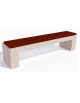 Panchina piana in cemento colore Bianco travertino - seduta rivestita in legno esotico - cm 200x50x50h - Conforme ai CAM