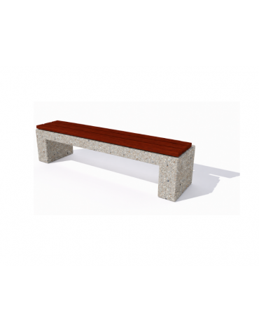 Panchina piana in cemento colore Grigio sabbiato - seduta rivestita in legno esotico - cm 170x50x50h - Conforme ai CAM