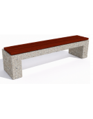 Panchina piana in cemento colore Grigio sabbiato - seduta rivestita in legno esotico - cm 200x50x50h - Conforme ai CAM