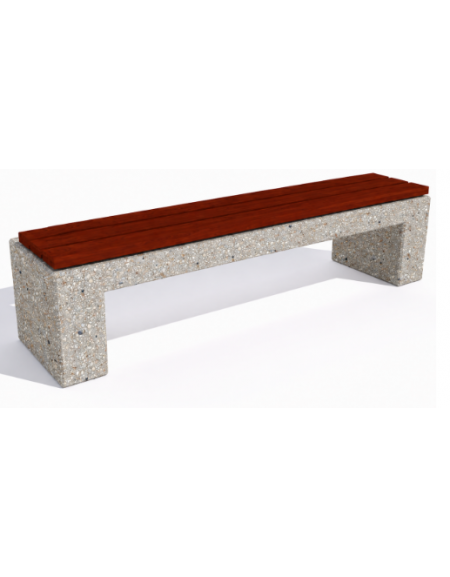 Panchina piana in cemento colore Grigio sabbiato - seduta rivestita in legno esotico - cm 200x50x50h - Conforme ai CAM
