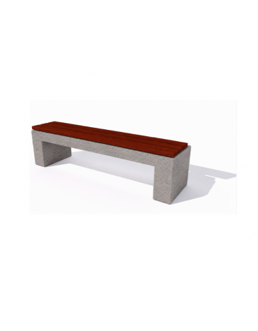 Panchina piana in cemento colore Bianco sabbiato - seduta rivestita in legno esotico - cm 170x50x50h - Conforme ai CAM