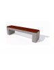 Panchina piana in cemento colore Bianco sabbiato - seduta rivestita in legno esotico - cm 170x50x50h - Conforme ai CAM