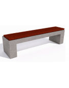 Panchina piana in cemento colore Bianco sabbiato - seduta rivestita in legno esotico - cm 200x50x50h - Conforme ai CAM