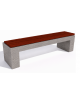 Panchina piana in cemento colore Bianco sabbiato - seduta rivestita in legno esotico - cm 200x50x50h - Conforme ai CAM