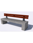 Panchina in cemento calcestruzzo con seduta forata, colore Grigio pietra - schienale in legno - cm 220x60x90h - Conforme ai CAM