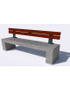 Panchina in cemento calcestruzzo con seduta forata, colore Grigio pietra - schienale in legno - cm 220x60x90h - Conforme ai CAM