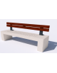 Panchina in cemento calcestruzzo con seduta forata, colore Bianco pietra - schienale in legno - cm 220x60x90h - Conforme ai CAM