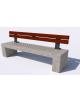 Panchina in cemento calcestruzzo con seduta forata, colore Grigio travertino - schienale in legno - cm 220x60x90h - Conforme CAM