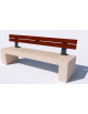 Panchina in cemento calcestruzzo con seduta forata, colore Bianco travertino - schienale in legno - cm 220x60x90h - Conforme CAM